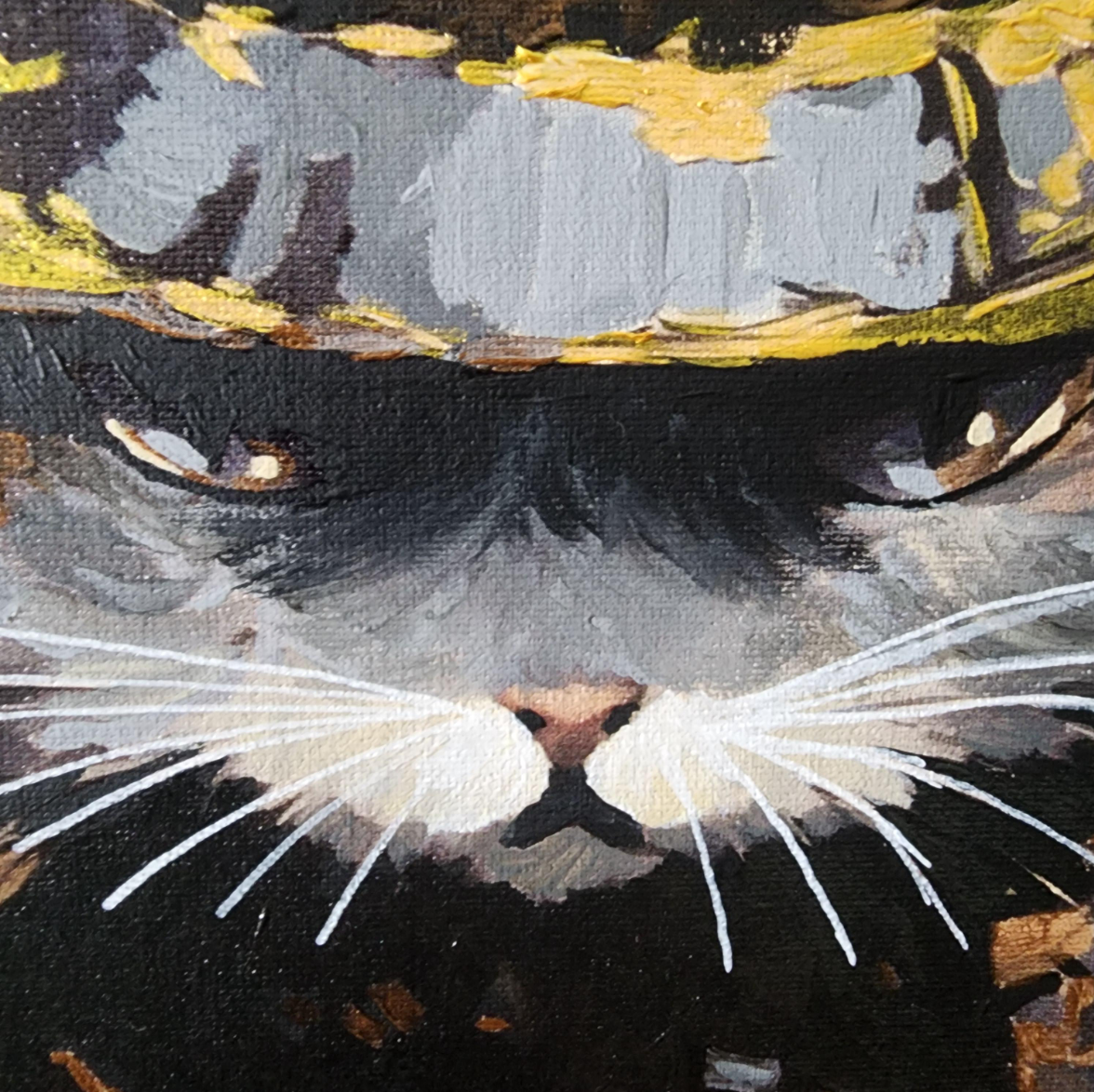 Mewto original Samurai Kitten Painting