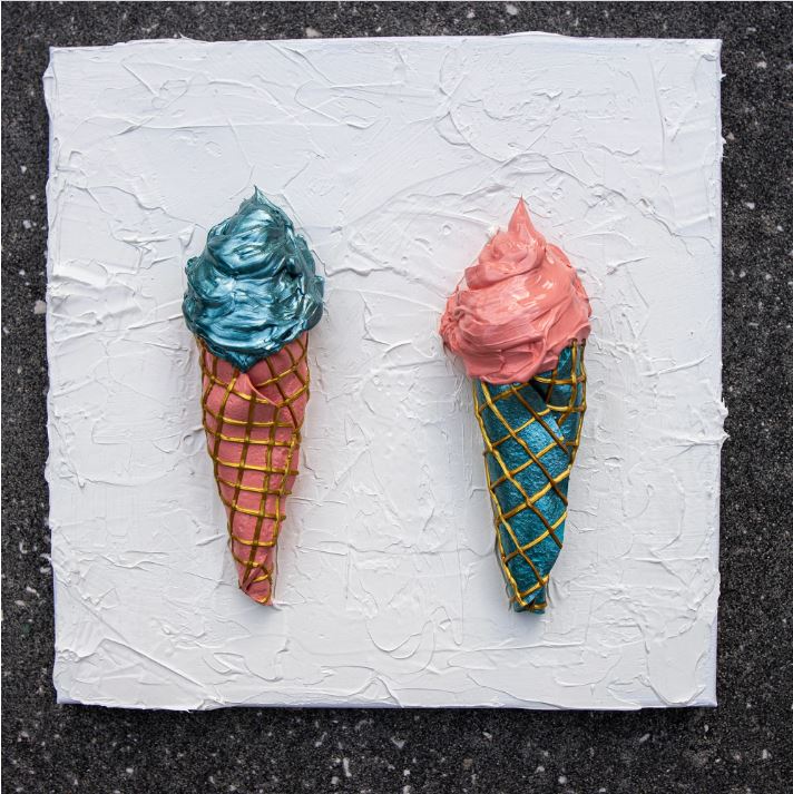 Two Scoops, sculptural acrylic painting