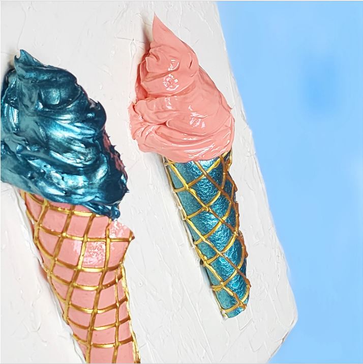 Two Scoops, sculptural acrylic painting